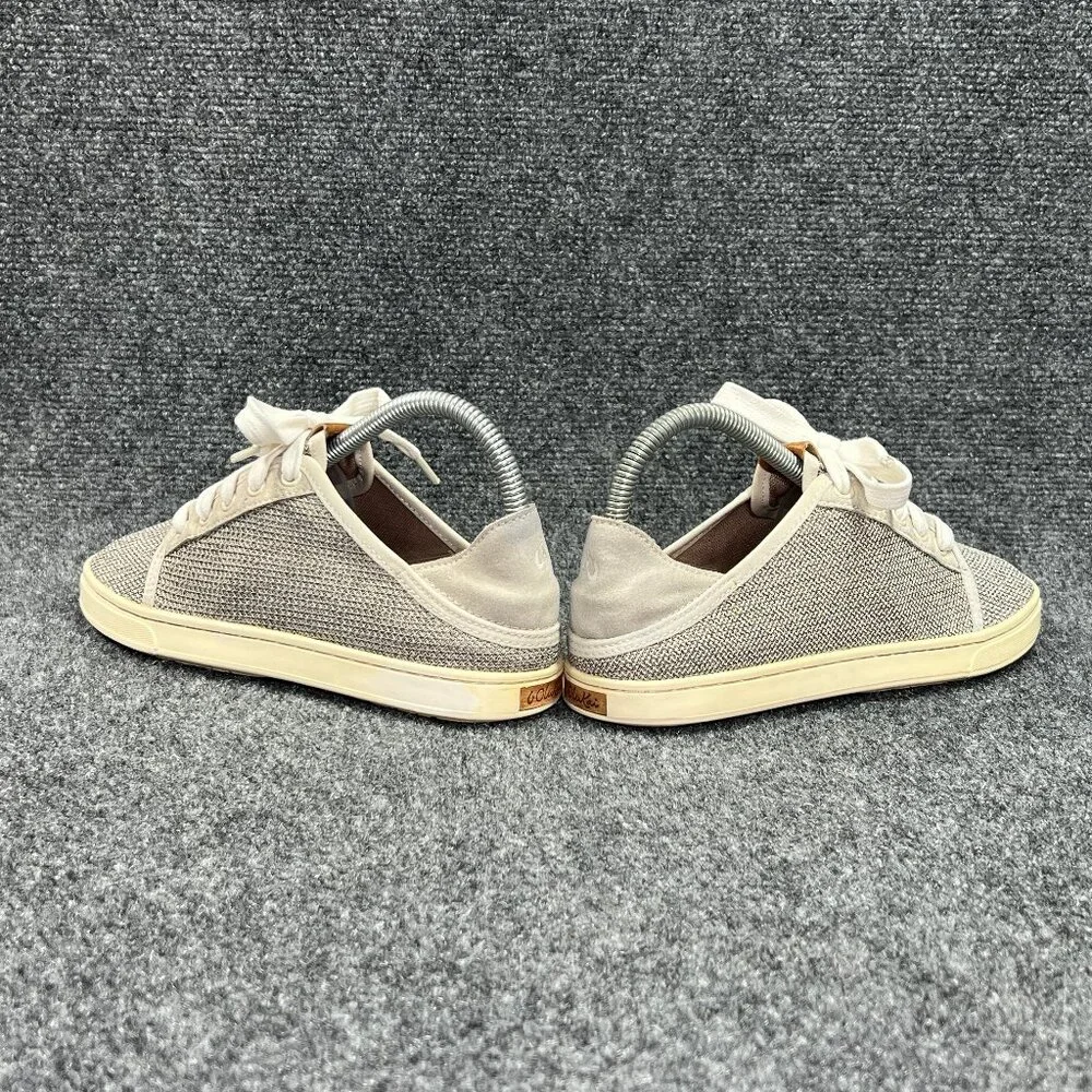 OluKai Pehuea Lī Sneakers Women's Size 6.5 Tan Convertible Heel Lace Beach Shoes
